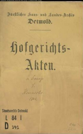 von Donop, Johann Moritz zu Lüdershof gegen Halbmeier Heinrich Hennecke zu Altendonop - Dienste u. a. Leistungen