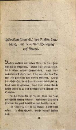 Italien mit besonderer Rücksicht auf Neapel : eine historisch-geographisch-statistische Skizze