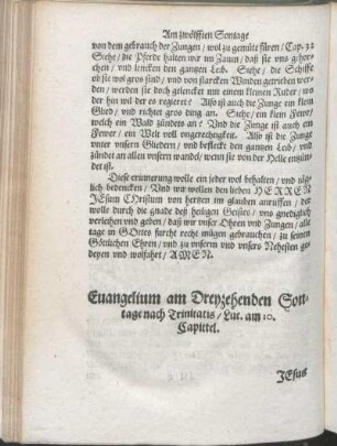 Euangelium am Dreyzehenden Sontage nach Trinitatis/ Luc. am 10. Capittel.