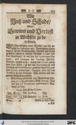 Wie Nutz und Schade, Oder: Gewinn und Verlust in Wechseln zu berechnen.