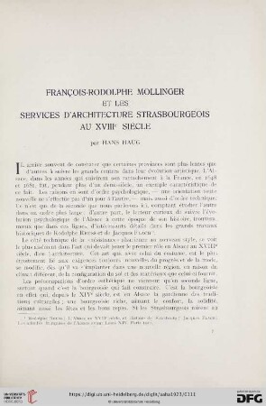 2: François-Rodolphe Mollinger et les services d'architecture Strasbourggeois au XVIIIe siècle
