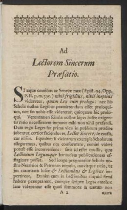 Ad Lectorem Sincerum. Praefatio