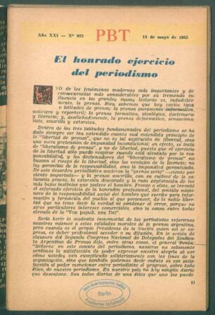 El honrado ejercicio del periodismo