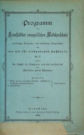 Programm der Kronstädter Evangelischen Mädchenschule. 9. 1892/93 (1893)