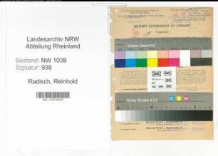 Entnazifizierung Reinhold Radisch , geb. 01.02.1890 (Beamter)