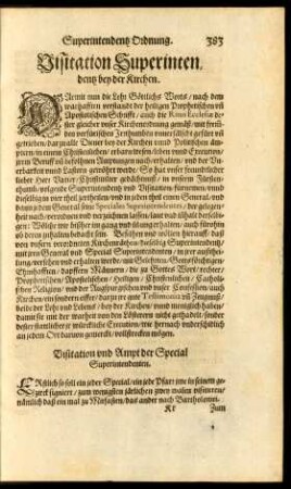 Visitation Superintendentz bey der Kirchen.