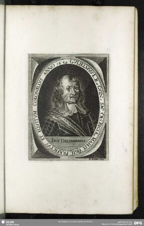 Gulielmus L.B. a Guin, Sac: Caes: Regiaeq[ue] Maiest: Vigil: Praefectus Et Equitum Colonellus Anno 1649