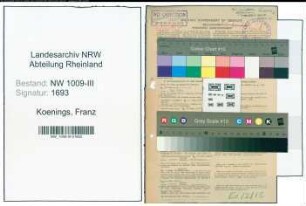 Entnazifizierung Franz Koenings , geb. 08.06.1886 (Lehrer)