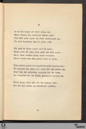 IX: Ist es die angst um einer witwe not