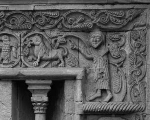 Szenen der Grablege Christi, umrahmt mit reichem vegetabilen Ornament — Moses