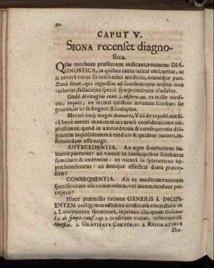 Caput V. Signa recenset diagnostica.