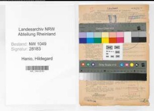 Entnazifizierung Hildegard Hanio , geb. 25.09.1906 (Ordensschwester)