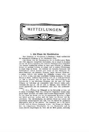 Zur Frage der Koedukation