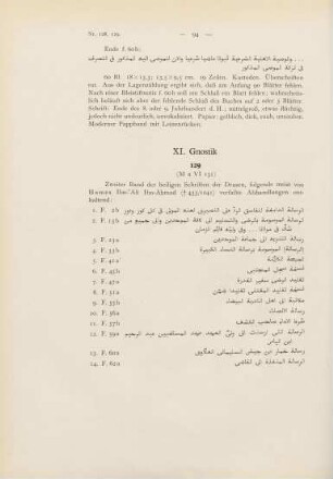 94-100, XI. Gnostik (Nr. 129-131)