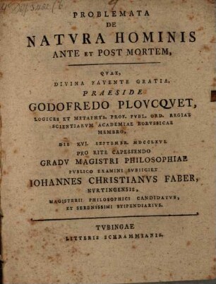 Problemata de natura hominis ante et post mortem
