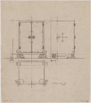 Döllgast, Hans; München; Basilika St. Bonifaz, Wiederaufbau - Schrank (Ansichten)