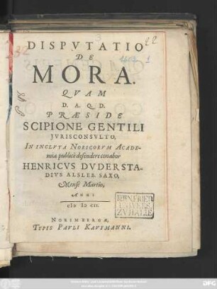 Disputatio De Mora