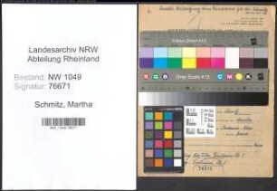 Entnazifizierung Martha Schmitz , geb. 20.03.1887 ()