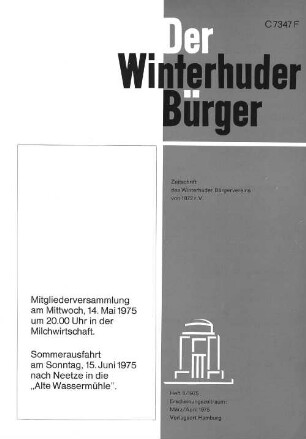 Heft II / 1975 : Zeitschrift des Winterhuder Bürgervereins von 1872 r.V. Heft II / 1975 Erscheinungszeitraum: März/April 1975