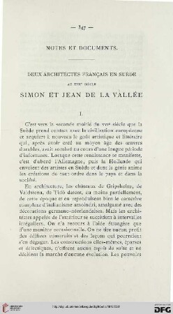 Deux architectes français en Suède au XVIIe siècle : Simon et Jean de la Vallée
