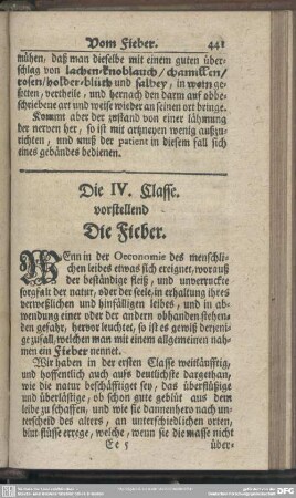 Die IV. [V.] Classe. vorstellend Die Fieber