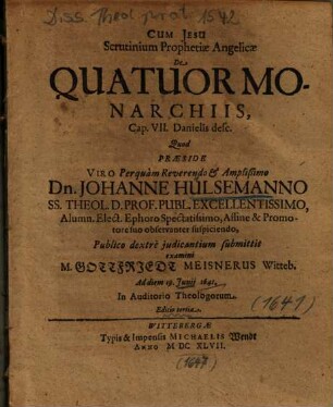 De Quatuor Monarchiis, Cap. VII. Danielis desc.
