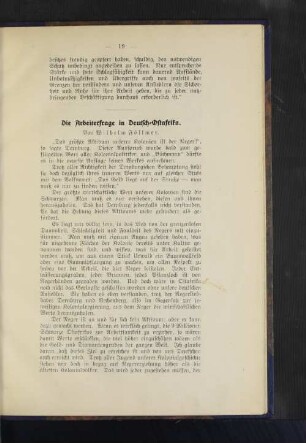 Die Arbeiterfrage in Deutsch-Ostafrika