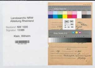 Entnazifizierung Wilhelm Klein, geb. 08.02.1895 (Postbeamter)