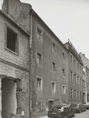 Pirna, Wohnhaus : Pirna-Altstadt. Wohnhäuser. Schmiedestraße 54/55. 16./17. Jahrhundert. 18 Jahrhundert. Straßenansicht