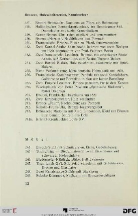 Bronzen, Holzschnitzereien, Kronleuchter (Nr. 227-244a)