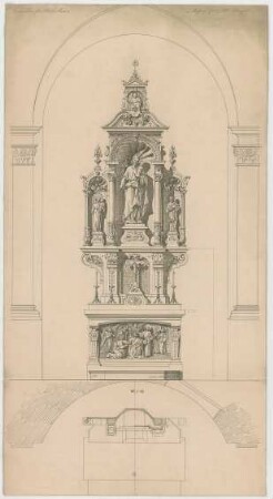 Müller, Josef Anton; Rorschach (Schweiz); Aushaltsschule Stella Maris, Institutskirche - Seitenaltar (Grundriss, Ansicht)
