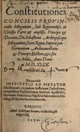 Constitutiones Concilii provincialis Moguntini
