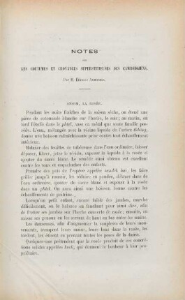 Notes sur les coutumes et croyances superstitieuses des cambodgiens, par. M. Étienne Aymonier