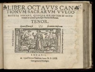 Liber octavus cantionum sacrarum ... quinque sex septem et octo vocum. Tenor