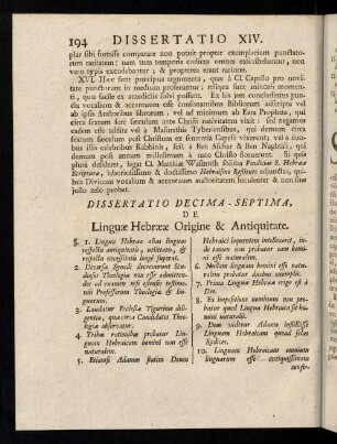 194-204, Dissertatio Decima Septima