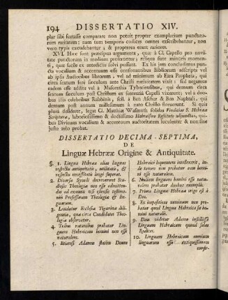 194-204, Dissertatio Decima Septima
