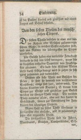 Von den festen Theilen des menschlichen Cörpers.