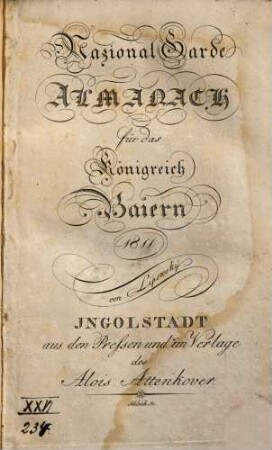 Nazional-Garde-Almanach für das Königreich Baiern. 1811