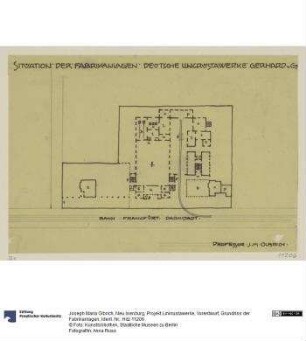 Neu Isenburg, Projekt Linkrustawerke, Vorentwurf, Grundriss der Fabrikanlagen