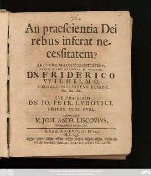An praescientia Dei rebus inferat necessitatem?