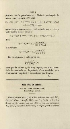Note sur un cercle.