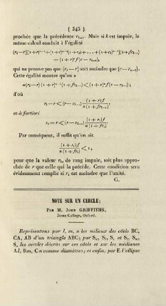 Note sur un cercle.