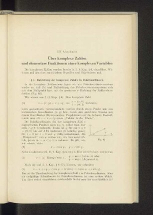 III. Abschnitt Über komplexe Zahlen und elementare Funktionen einer komplexen Variablen