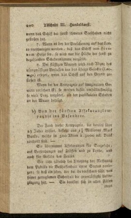 b) Von der fünften Assekuranzkompagnie ins Besondere.