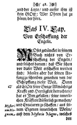 Das IV. Cap. Von Erschaffung der Engeln