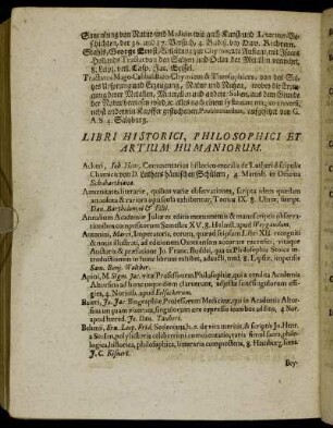 Libri Historici, Philosophici et Artium Humaniorum.