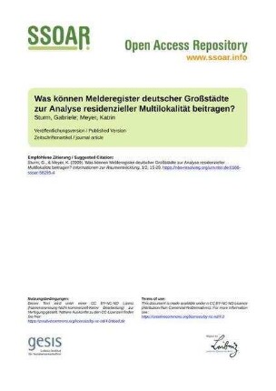 Was können Melderegister deutscher Großstädte zur Analyse residenzieller Multilokalität beitragen?