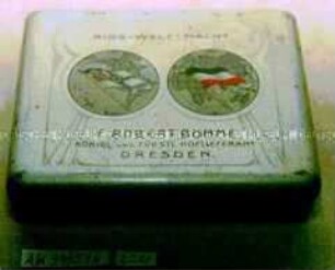 Blechdose für Kios-Cigaretten "KIOS-WELT-MACHT" E.ROBERT BÖHME - DRESDEN
