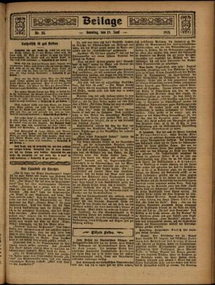 Zweite Ausgabe vom Sonntag, den 19. Juni 1921.
