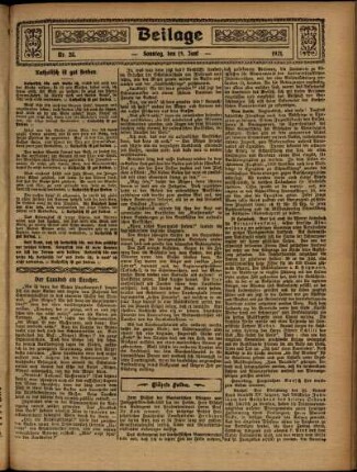 Zweite Ausgabe vom Sonntag, den 19. Juni 1921.